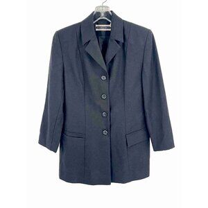 Amanda Smith Black Long Line Blazer Jacket 100% Wool Sz 4